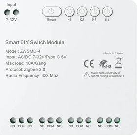 Avatto ZWSMD-4 32V Smart Relay Switch 4-fach, Schaltaktor