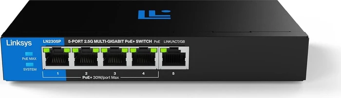 Linksys LN230 Desktop 2.5G Switch, 5x RJ-45, 60W PoE+
