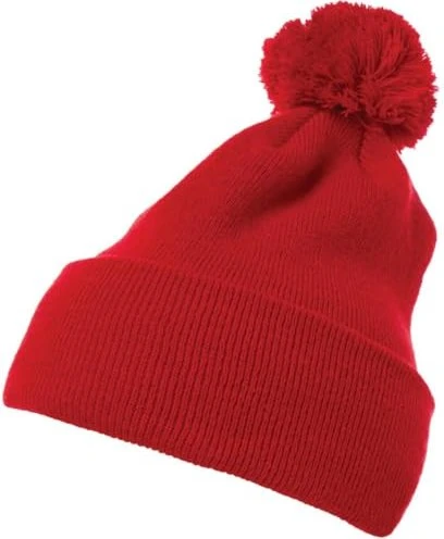 Flexfit YP Classics Cuffed Pom Pom Knit Beanie rot