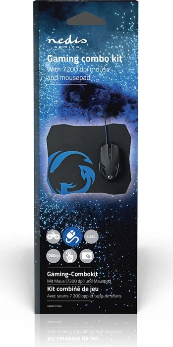Nedis Gaming Mouse und Mousepad Set, schwarz, USB