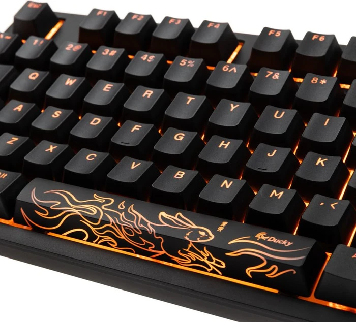 Ducky Shine 7 PBT, LEDs RGB, Blackout Edition, schwarz, MX SILENT RGB RED, USB, US