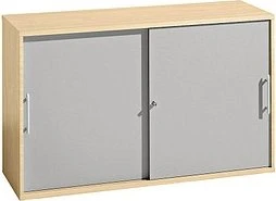 Hammerbacher Schiebetürenschrank 2OH V1752S, Relinggriff, ahorn/silber, Aktenschrank