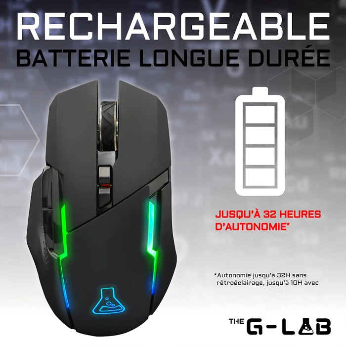 The G-Lab Kult Caesium Wireless Gaming Mouse, schwarz, USB
