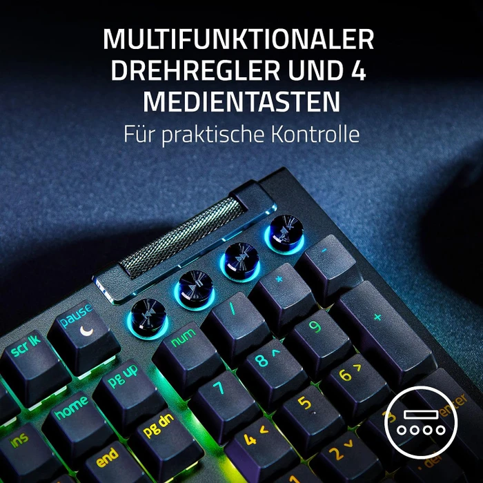 Razer BlackWidow V4, Razer YELLOW Linear Gen-3, USB, DE