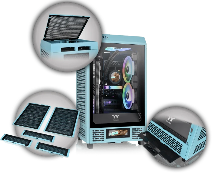 Thermaltake The Tower 200 Turquoise, türkis, Glasfenster, Mini-ITX