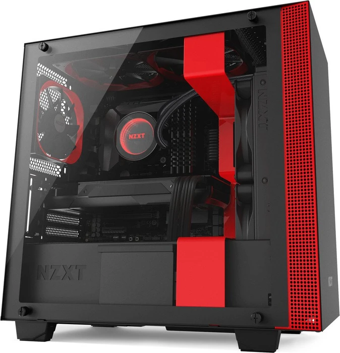 NZXT H400 schwarz/rot, Glasfenster
