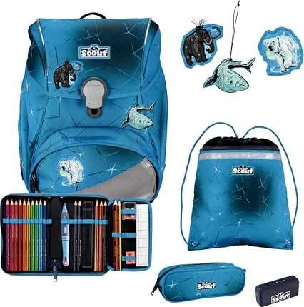 Scout Alpha Safety Light Polar Blue Schultaschen-Set, 4-tlg.