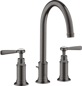 Hansgrohe Axor Montreux 3-Loch Waschtischarmatur 180 mit Hebelgriffen und Zugstangen-Ablaufgarnitur brushed black chrome
