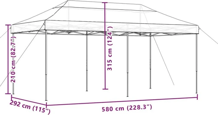vidaXL Faltpavillon 580x292cm rot