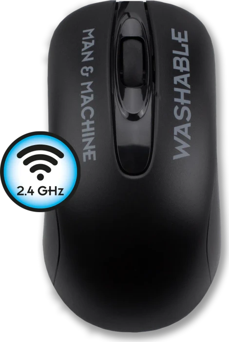 Man & Machine C Mouse washable wireless, schwarz, USB
