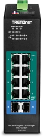 TRENDnet TI Hardened Industrial Railmount Gigabit Managed Switch, 8x RJ-45, 2x SFP, 240W PoE+