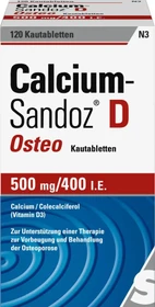 Hexal Calcium Sandoz D Osteo 500mg/400 I.E Kautabletten, 120 Stück
