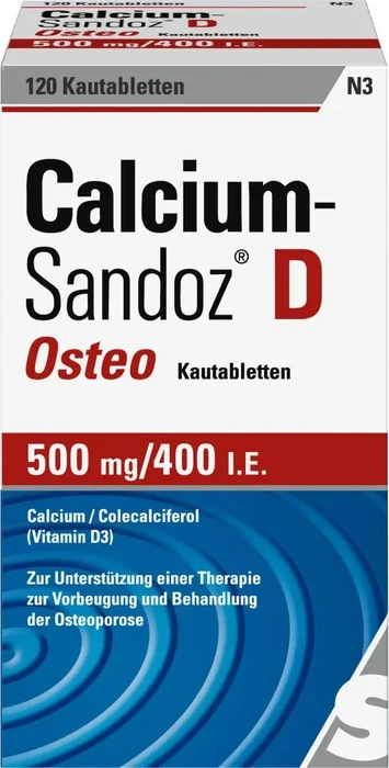 Hexal Calcium Sandoz D Osteo 500mg/400 I.E Kautabletten, 120 Stück