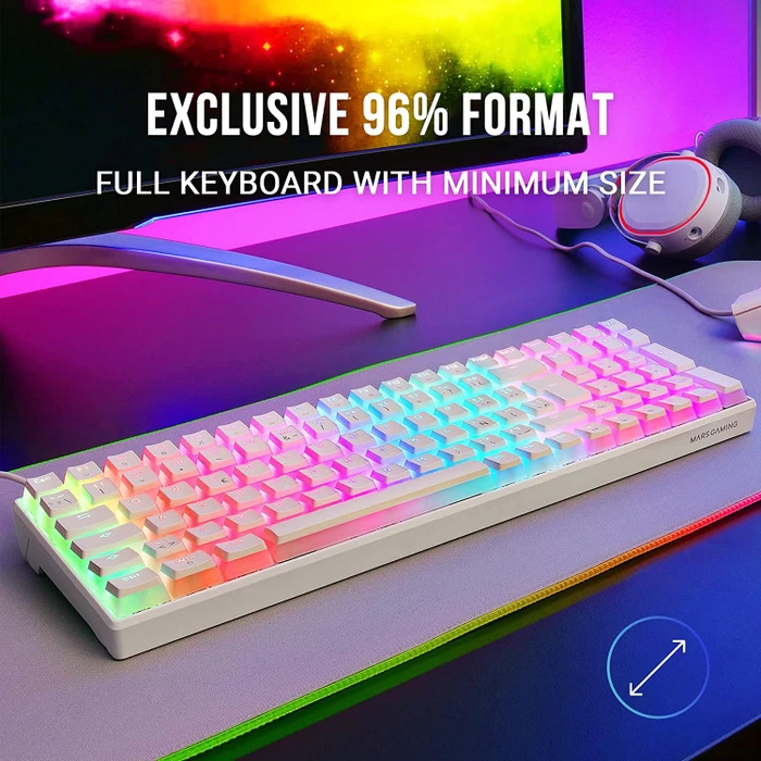 Mars Gaming MKULTRA, weiß, LEDs RGB, Gaote Outemu SQ RED, USB, ES/US