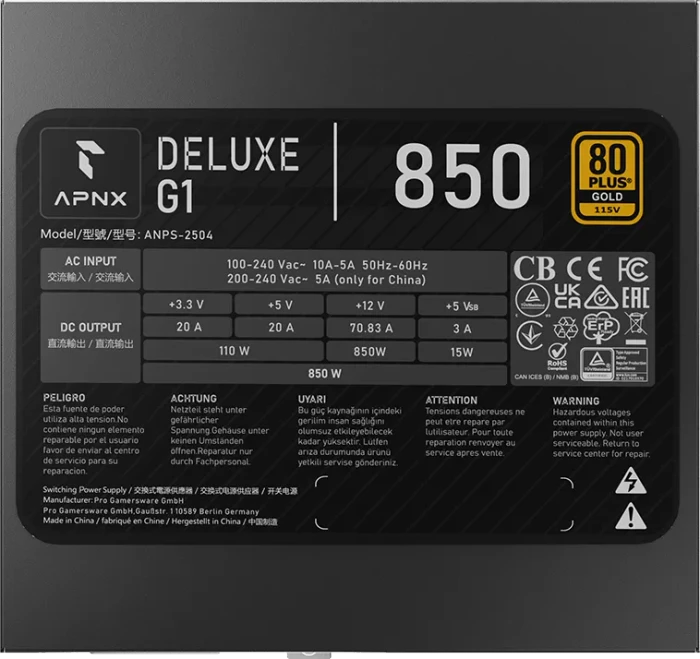 APNX DELUXE G1 850W, ATX 3.1