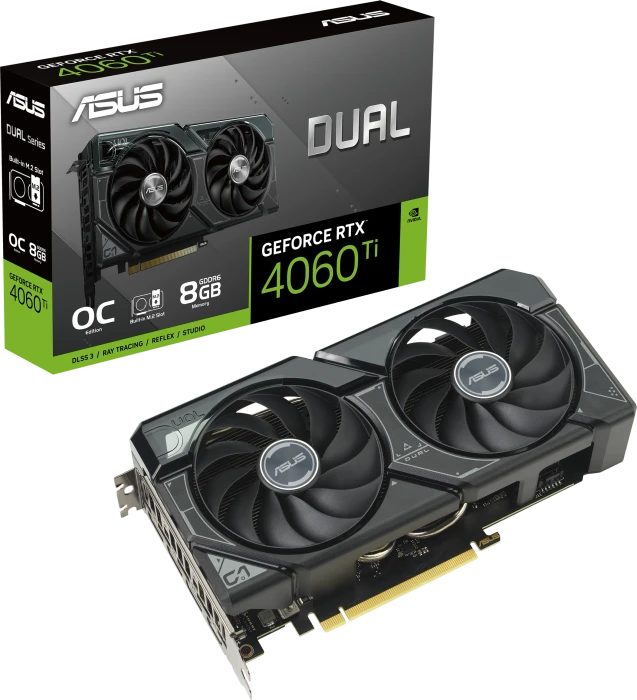 ASUS Dual GeForce RTX 4060 Ti OC SSD, DUAL-RTX4060TI-O8G-SSD, 8GB GDDR6, HDMI, 3x DP