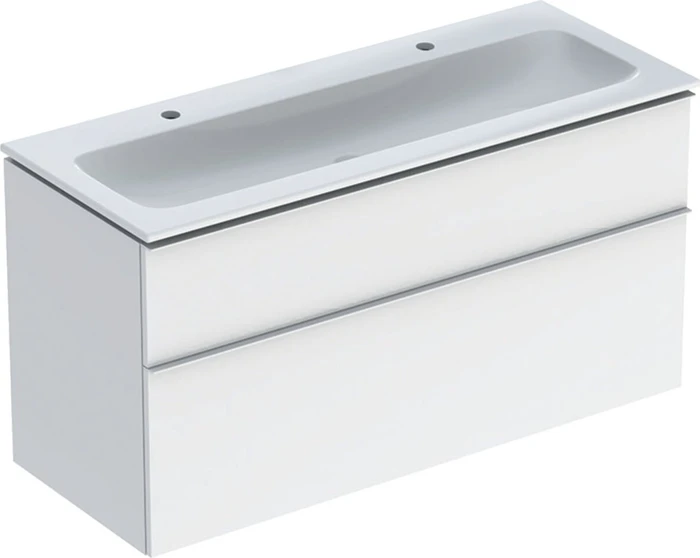 Geberit iCon Set Möbelwaschtisch/Unterschrank 120cm weiß, Korpus: weiß/lackiert hochglanz, Griff: weiß/pulverbeschichtet matt