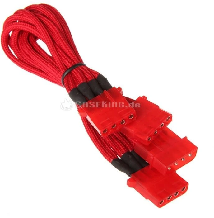 BitFenix Alchemy 4-Pin Molex auf 3x 4-Pin Molex 55cm, sleeved rot/rot
