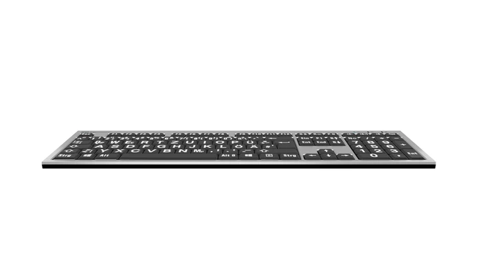 LogicKeyboard LargePrint PC Slim Line, White on Black, USB, DE