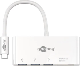 Wentronic Goobay weiß Dual-Cardreader, 3x USB-A 3.0/USB-C 3.0 [Stecker] (62097)
