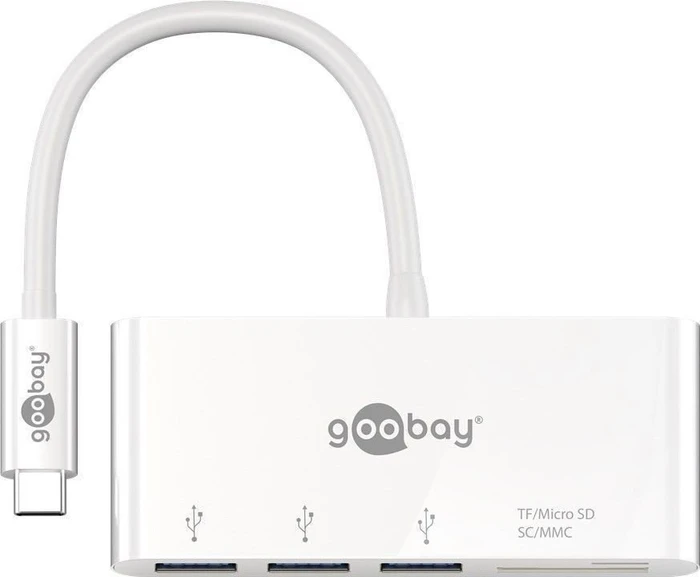 Wentronic Goobay weiß Dual-Cardreader, 3x USB-A 3.0/USB-C 3.0 [Stecker]