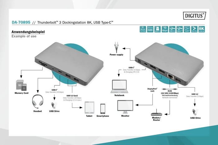 Digitus Thunderbolt 3 Docking Station 8K, Thunderbolt 3 [Buchse]