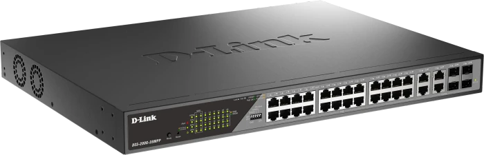 D-Link DSS-200 Surveillance Rackmount Gigabit Smart Switch, 24x RJ-45, 4x RJ-45/SFP, 518W PoE++
