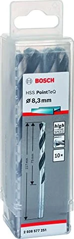 Bosch Professional HSS PointTeQ Spiralbohrer, 8.3x75x117mm, 10 Stück