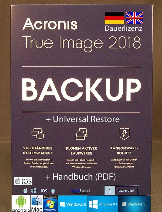 Acronis True Image 2018, 1 User (deutsch) (PC/MAC)
