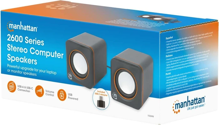 Manhattan 2600 Serie Lautsprechersystem USB-C/A schwarz/orange