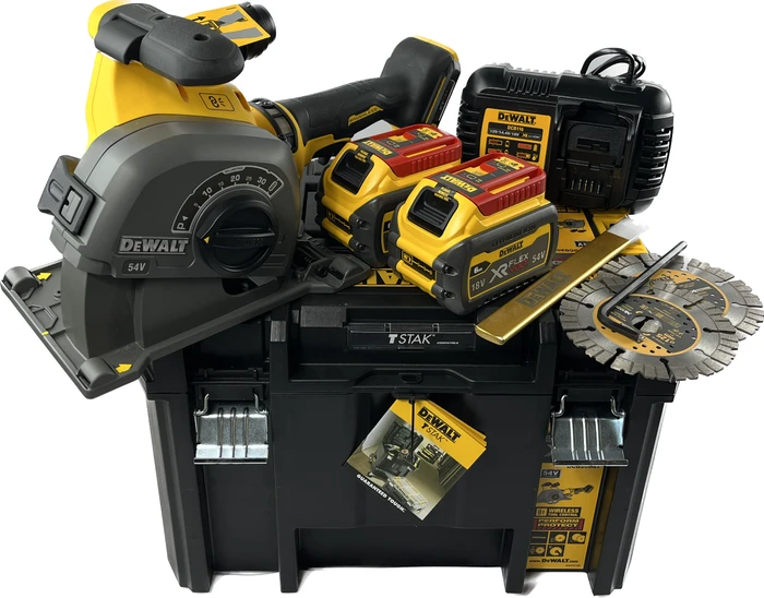 DeWalt DCG200T2 54V XR FlexVolt Akku-Mauernutfräse inkl. Koffer + 2 Akkus 2.0Ah