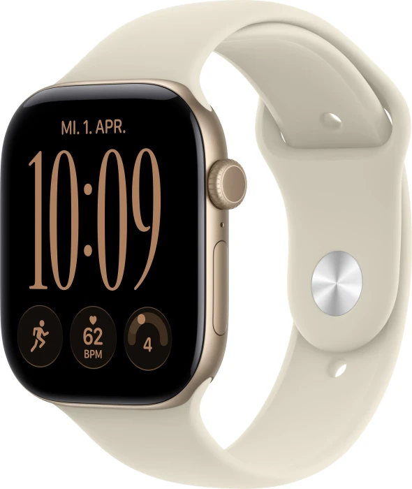 Apple Watch Series 12 (GPS) 46mm Aluminium lichtgold mit Sportarmband M/L sand
