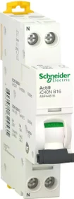 Schneider Electric Acti9 iC40N - Leitungsschutzschalter - 1P+N - 16A - B Kurve - 6kA/10kA