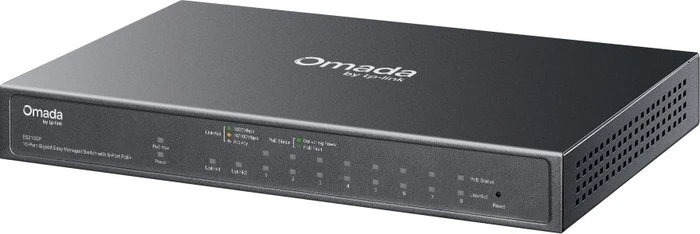TP-Link Omada ES210 Desktop Gigabit Managed Switch, 9x RJ-45, 1x RJ-45/SFP, 63W PoE+