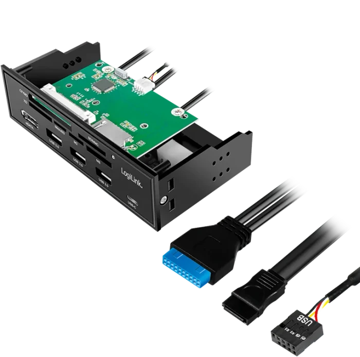 LogiLink Multifunktions-Frontpanel, Multi-Slot-Cardreader, USB 3.0 19-Pin Stecksockel [Stecker]