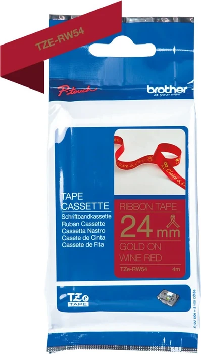 Brother TZe-RW54 Beschriftungsband, 24mm, gold/weinrot
