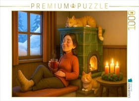 Calvendo Der geliebte Kachelofen mit Katzen im Winter