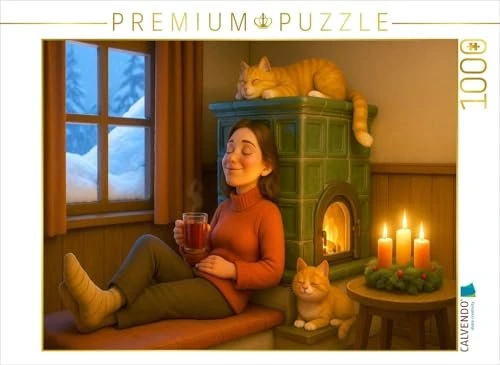 Calvendo Der geliebte Kachelofen mit Katzen im Winter