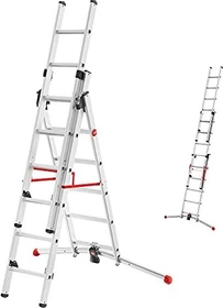 Hailo Profilot Alu 2-tlg. Teleskop-Mehrzweckleiter, 2x 6 Stufen