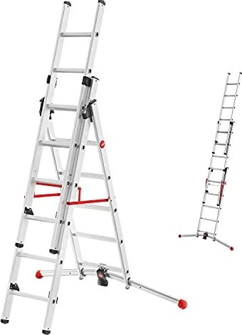 Hailo Profilot Alu 2-tlg. Teleskop-Mehrzweckleiter, 2x 6 Stufen
