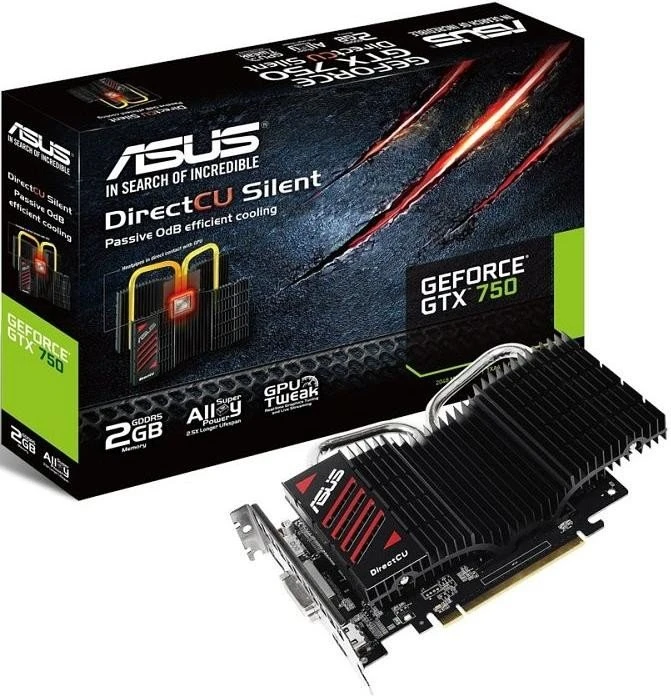 ASUS GeForce GTX 750 Silent, GTX750-DCSL-2GD5, 2GB GDDR5, DVI, HDMI, DP