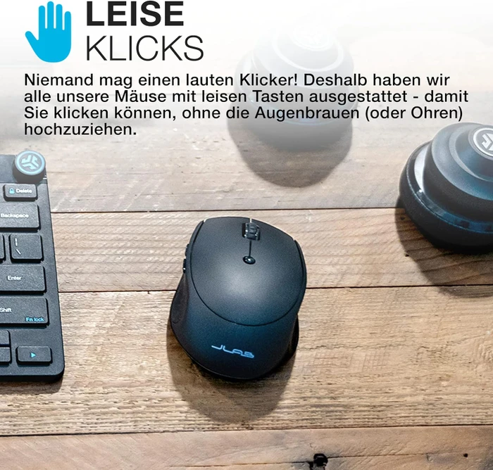 JLab Go Charge Wireless Mouse, schwarz, USB/Bluetooth