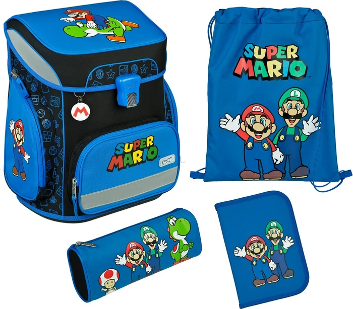 scooli Easy Fit Super Mario Schultaschen-Set, 5-tlg.
