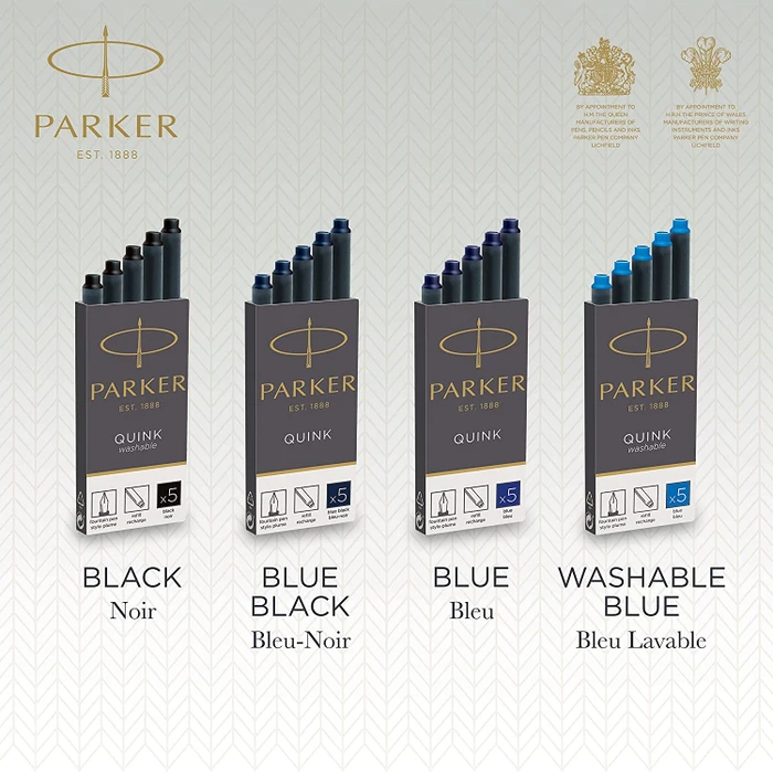 Parker Quink Großraum-Tintenpatrone blauschwarz, 5er-Pack