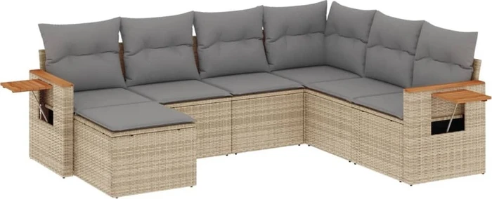 vidaXL Polyrattan Gartensofa mit Kissen