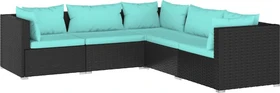 vidaXL Loungesofa mit Kissen schwarz/blau