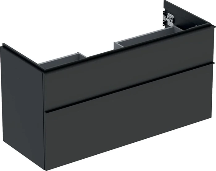 Geberit iCon Unterschrank für Handwaschbecken mit 2 Schubladen 118.4cm, Korpus und Front: lava/lackiert matt, Griff: lava/pulverbeschichtet matt
