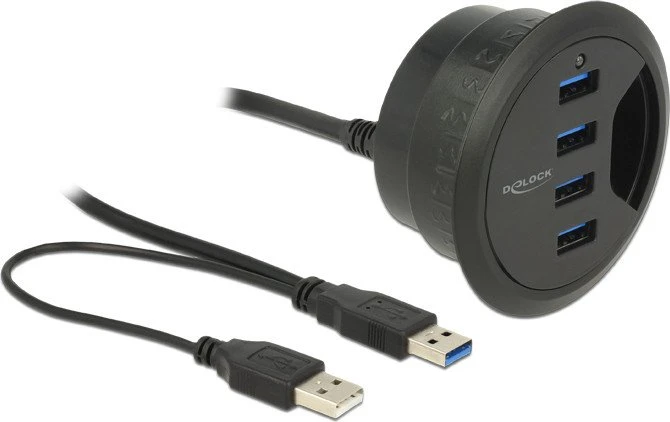 DeLOCK Tisch USB-Hub, 4x USB-A 3.0, USB-A 3.0 [Stecker]