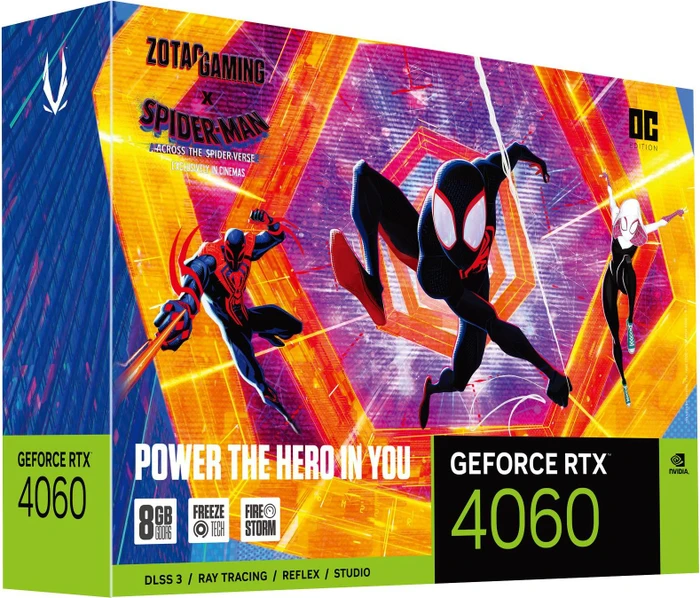 Zotac Gaming GeForce RTX 4060 Twin Edge OC SPIDER-MAN: Across the Spider-Verse Bundle, 8GB GDDR6, HDMI, 3x DP