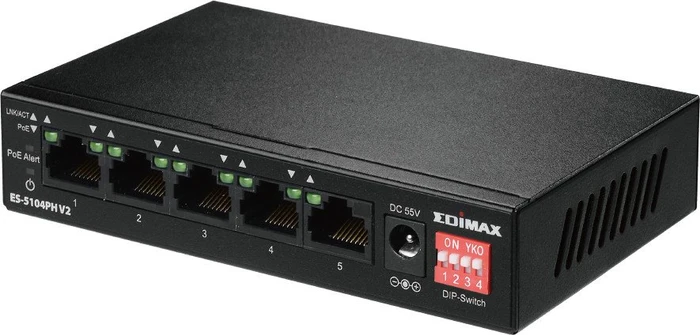 Edimax ES-50 Series Desktop Switch, 5x RJ-45, 60W PoE+